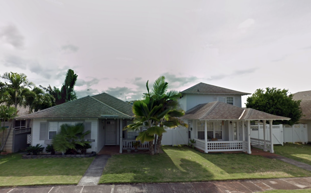 The two adjoining Honolulu homes owned by Primrose and Morrison - the one on the left is rented out to U.S. military personnel.