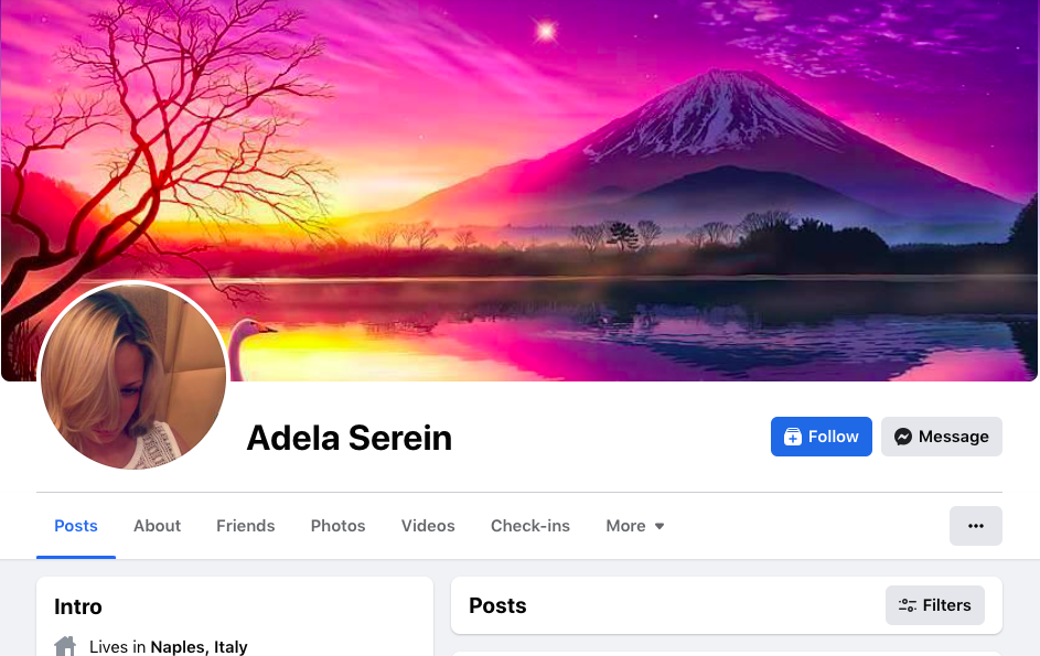 Olga Kolobova’s Facebook page as Adele Serein
